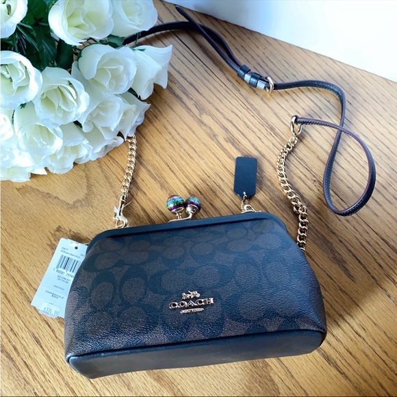 Coach Bags Nwt Coach Nora Kisslock Crossbody In Signature Canvas With Glitter Ce67 Poshmark